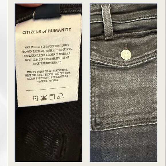 Citizens of Humanity Raven Wide Leg High Rise Utility Jeans Black Size 31 EUC! - Picture 15 of 15